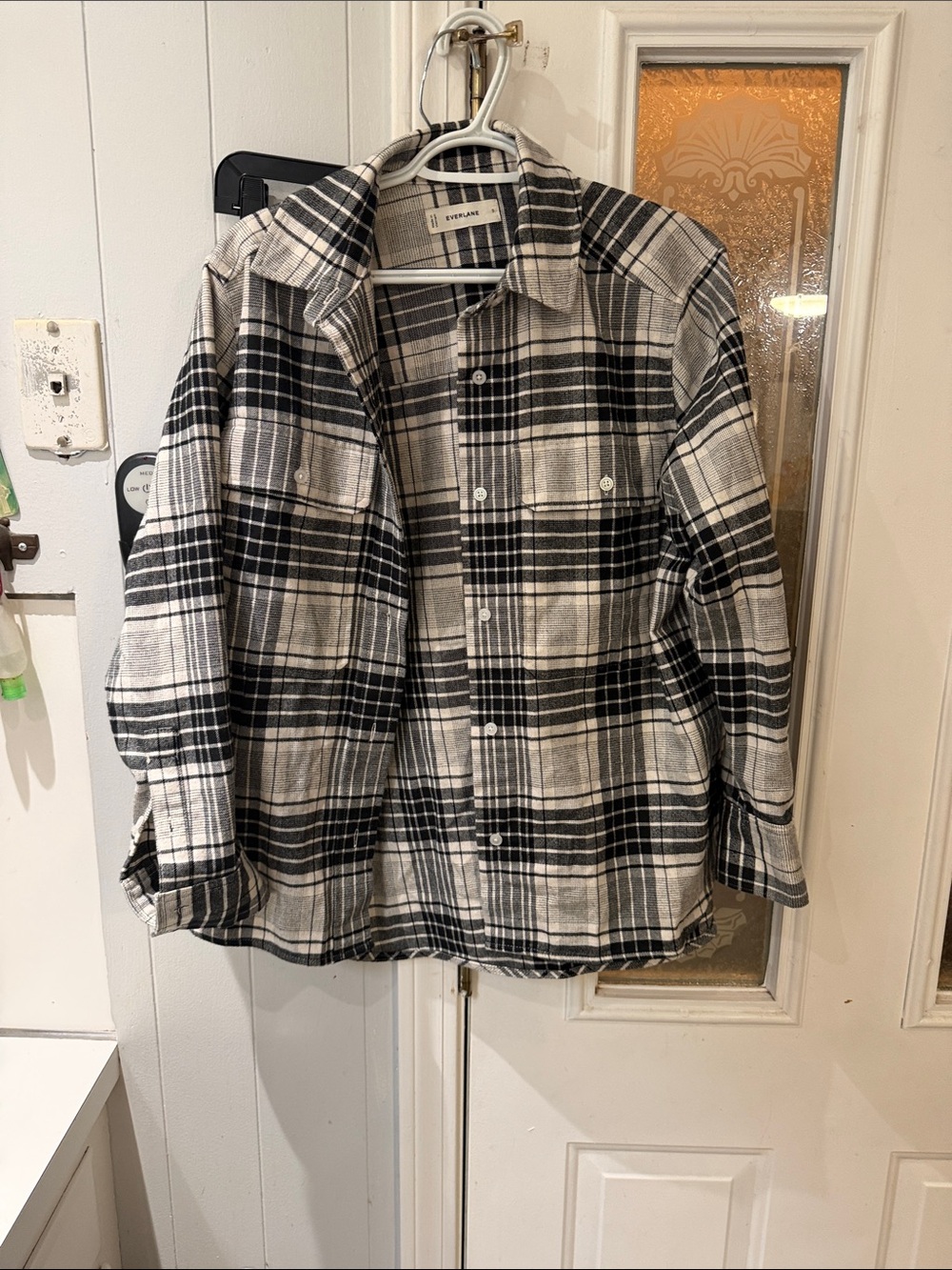Everlane Black and White Plaid Shirt Jacket